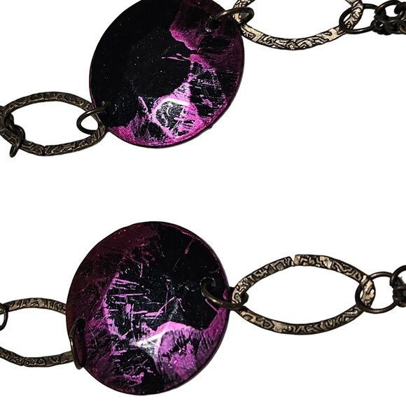 Elegant Purple Disc Silver Chain Multi Strand Statement Necklace Fashion Jewelry - Picture 3 of 5